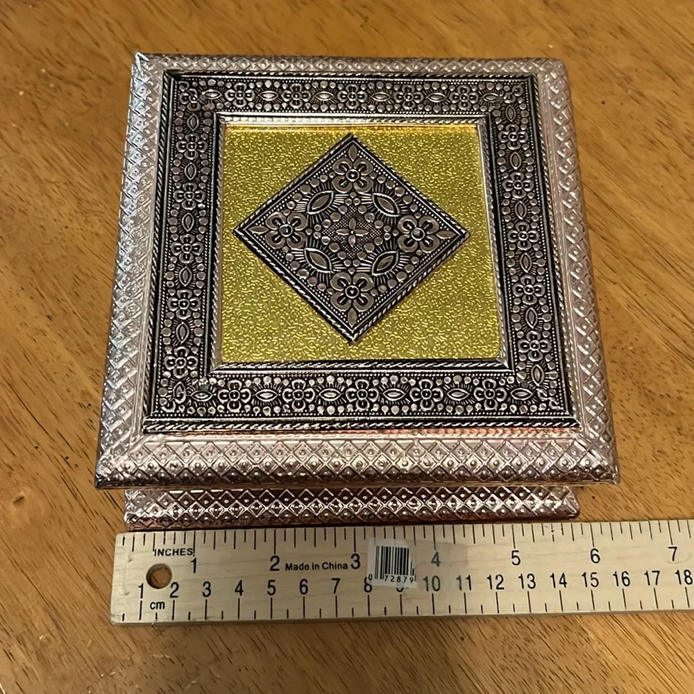 Handmade Rose Gold Black Gold Silver Foil Jewelry Trinket Box - Picture 14 of 15